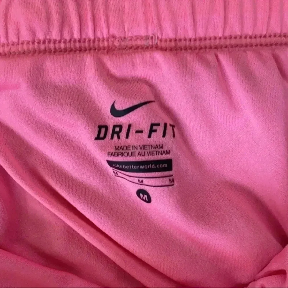 Nike Pink and Gray Striped Running Drawstring Waist Shorts-Size Medium